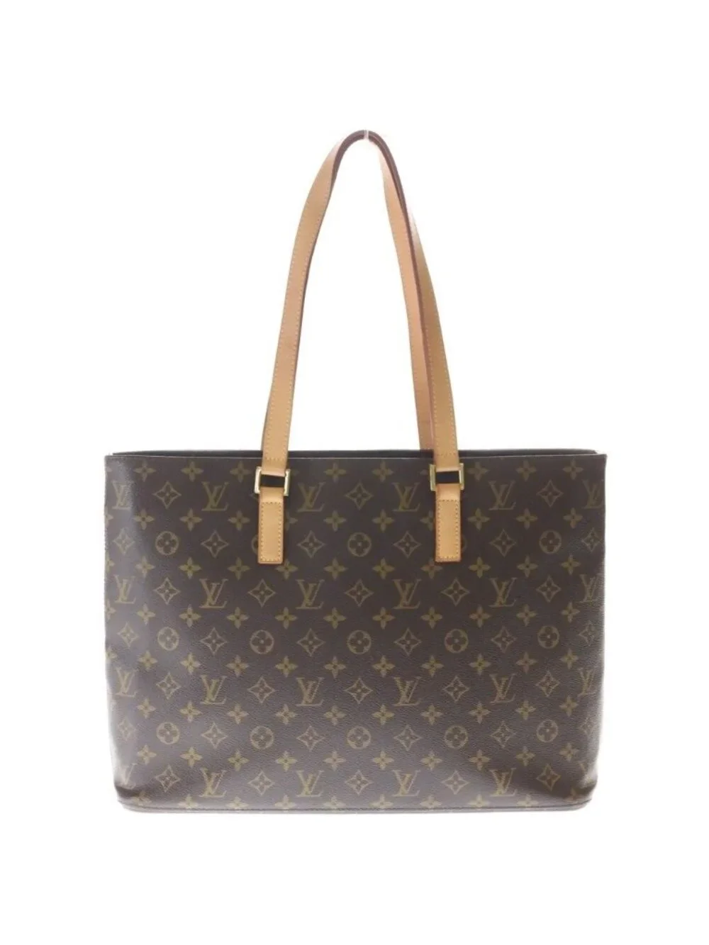 Louis Vuitton Monogram Tote Brown Leather Gold